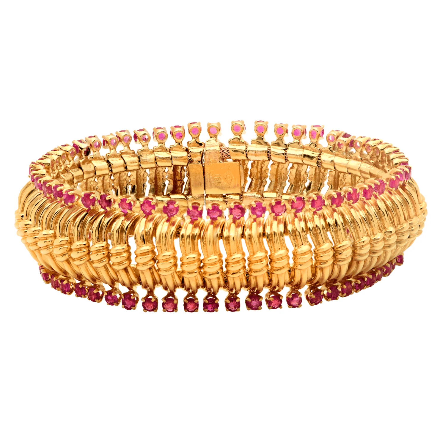 Post-1980s 18KT Yellow Gold Ruby Bracelet front
