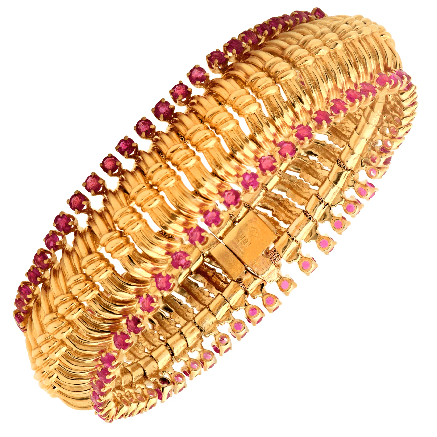 Post-1980s 18KT Yellow Gold Ruby Bracelet front