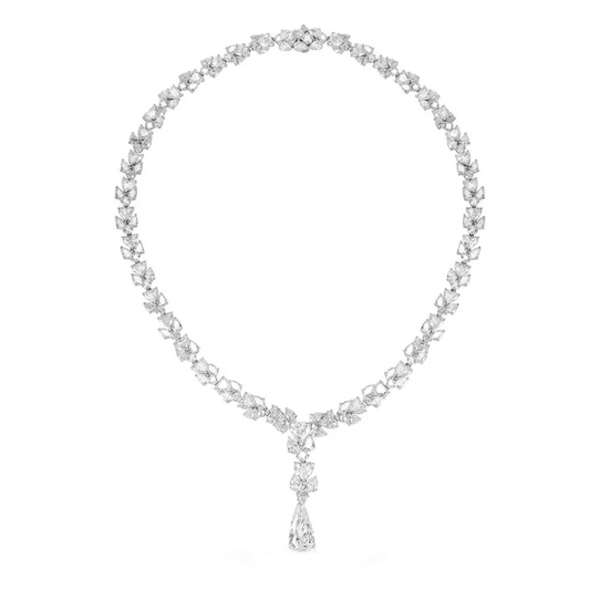 Contemporary Platinum Diamond Necklace front