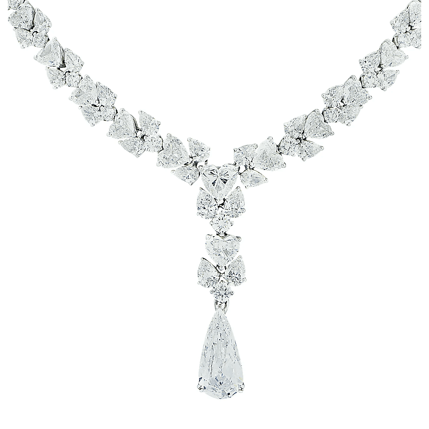 Contemporary Platinum Diamond Necklace close-up details
