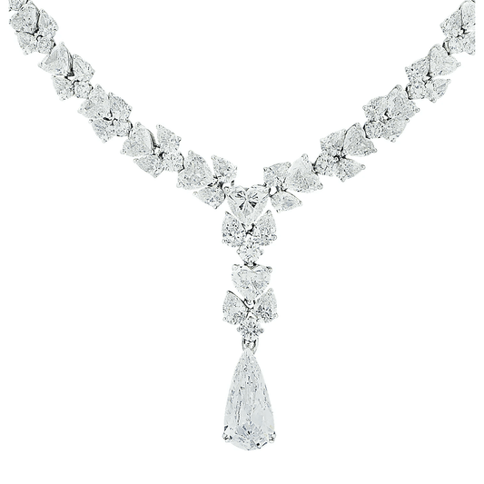 Contemporary Platinum Diamond Necklace close-up details