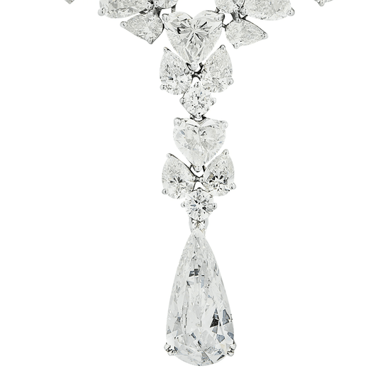 Contemporary Platinum Diamond Necklace close-up details