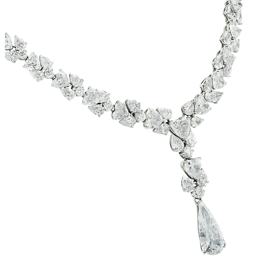 Contemporary Platinum Diamond Necklace side