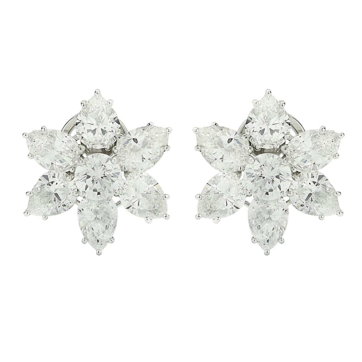 Contemporary Platinum Diamond Earrings front