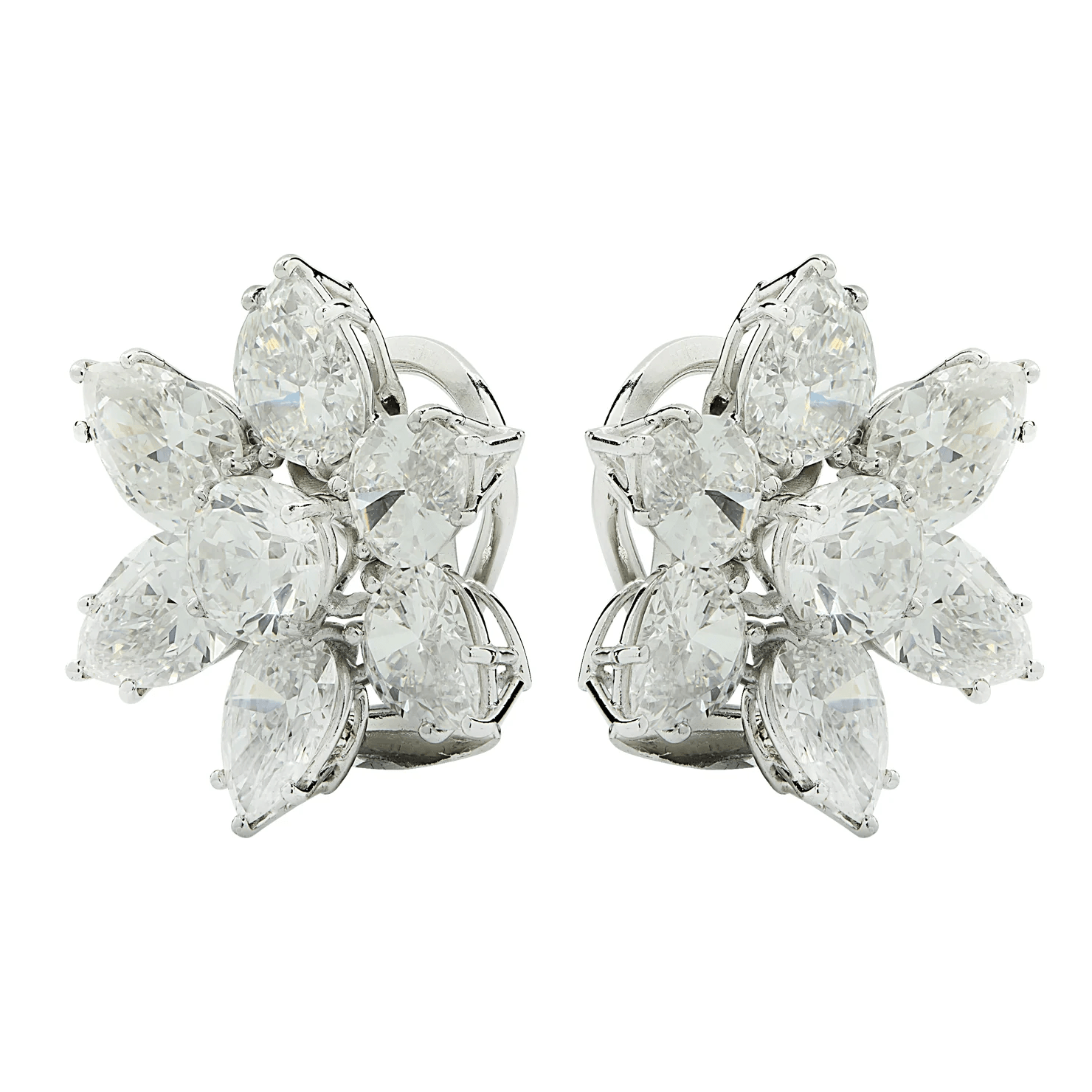 Contemporary Platinum Diamond Earrings side