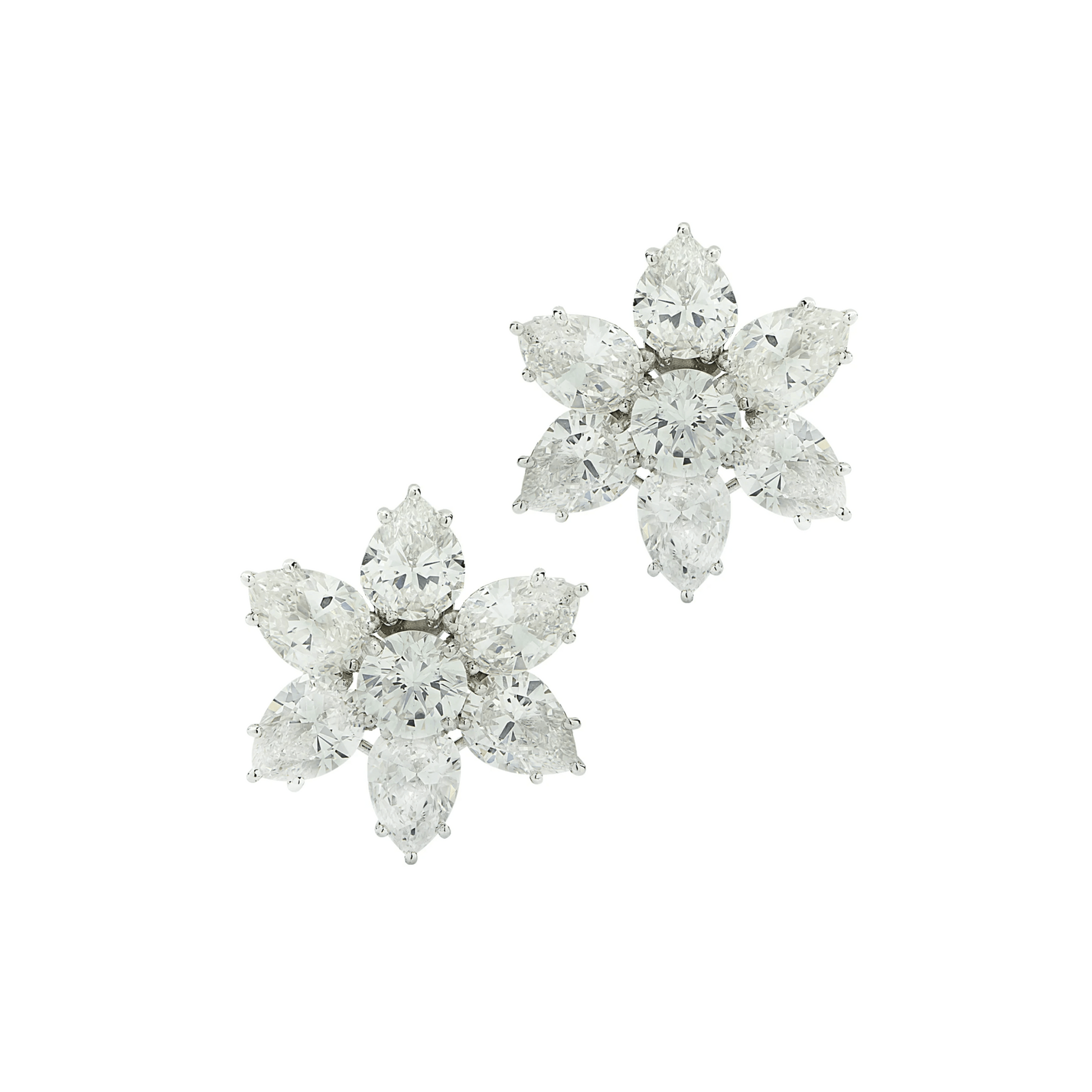 Contemporary Platinum Diamond Earrings front