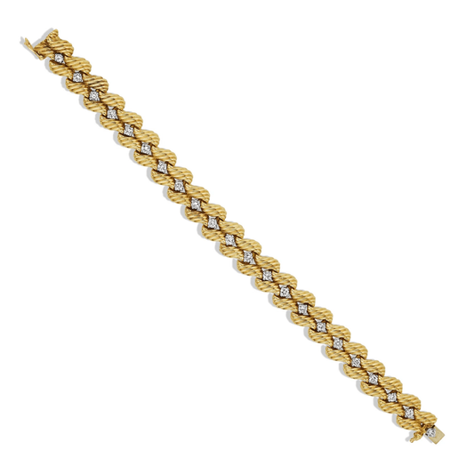 Tiffany & Co. France 1960s 18KT Yellow Gold Diamond Bracelet front