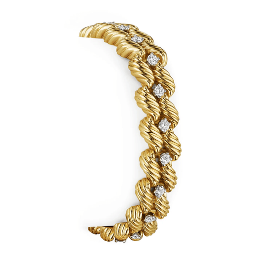 Tiffany & Co. France 1960s 18KT Yellow Gold Diamond Bracelet front