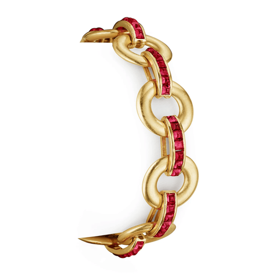 Cartier Paris Art Deco 18KT Yellow Gold Ruby Bracelet front