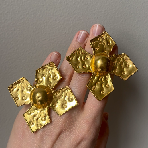 Jean Mahie Post-1980s 22KT Yellow Gold Earrings front