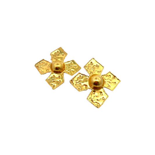 Jean Mahie Post-1980s 22KT Yellow Gold Earrings front