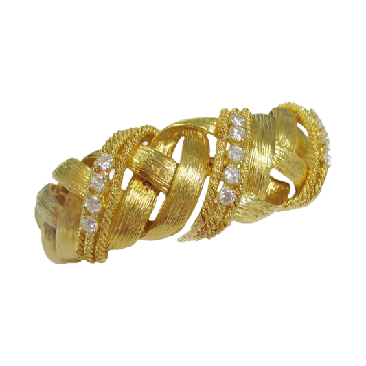 David Webb 1970s 18KT Yellow Gold Diamond Bracelet front