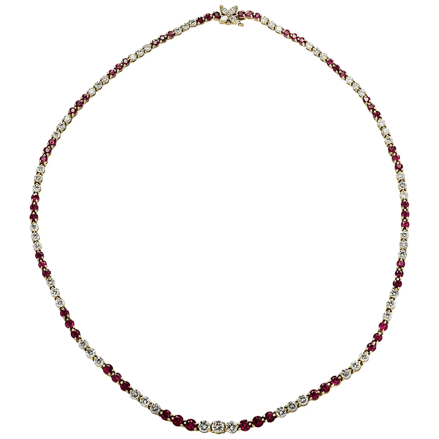Tiffany & Co. Post-1980s 18KT Yellow Gold Diamond & Ruby Necklace front