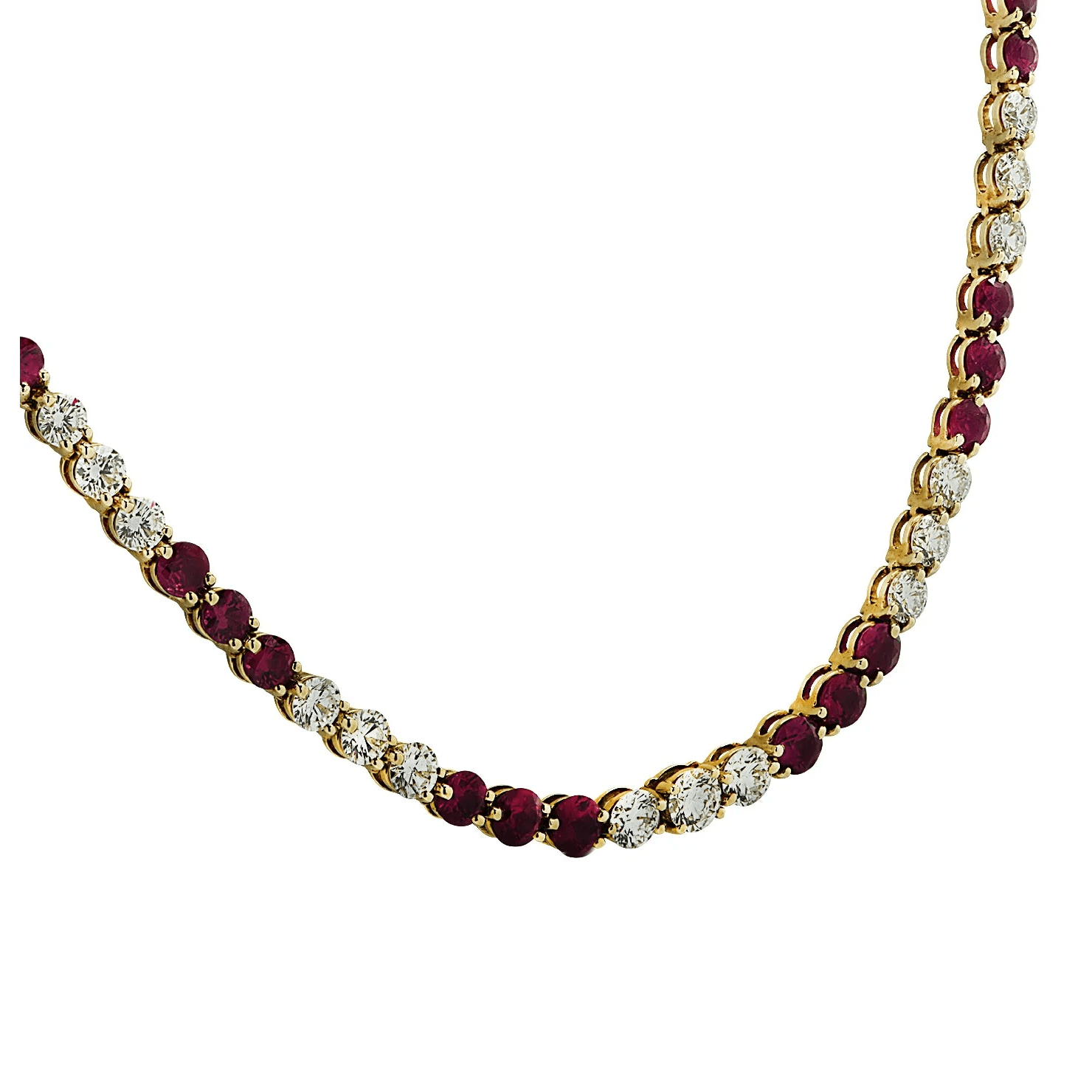 Tiffany & Co. Post-1980s 18KT Yellow Gold Diamond & Ruby Necklace front
