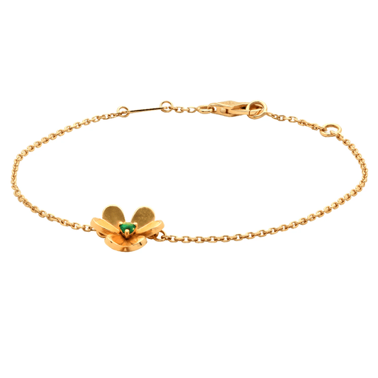 Van Cleef & Arpels Post-1980s 18KT Yellow Gold Emerald Bracelet front