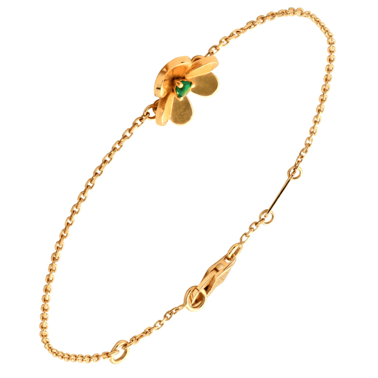 Van Cleef & Arpels Post-1980s 18KT Yellow Gold Emerald Bracelet side