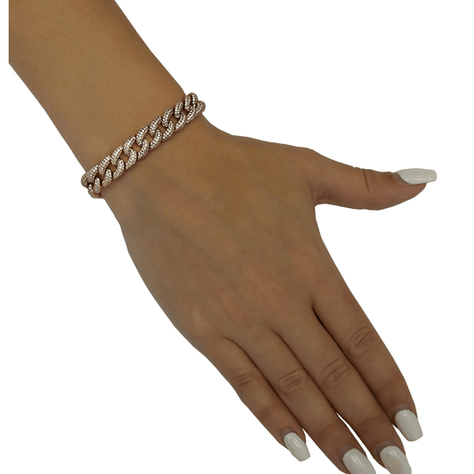 Contemporary 18KT Yellow Gold Diamond Bracelet on wrist