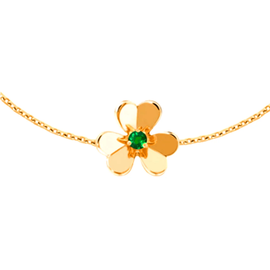 Van Cleef & Arpels Post-1980s 18KT Yellow Gold Emerald Bracelet front