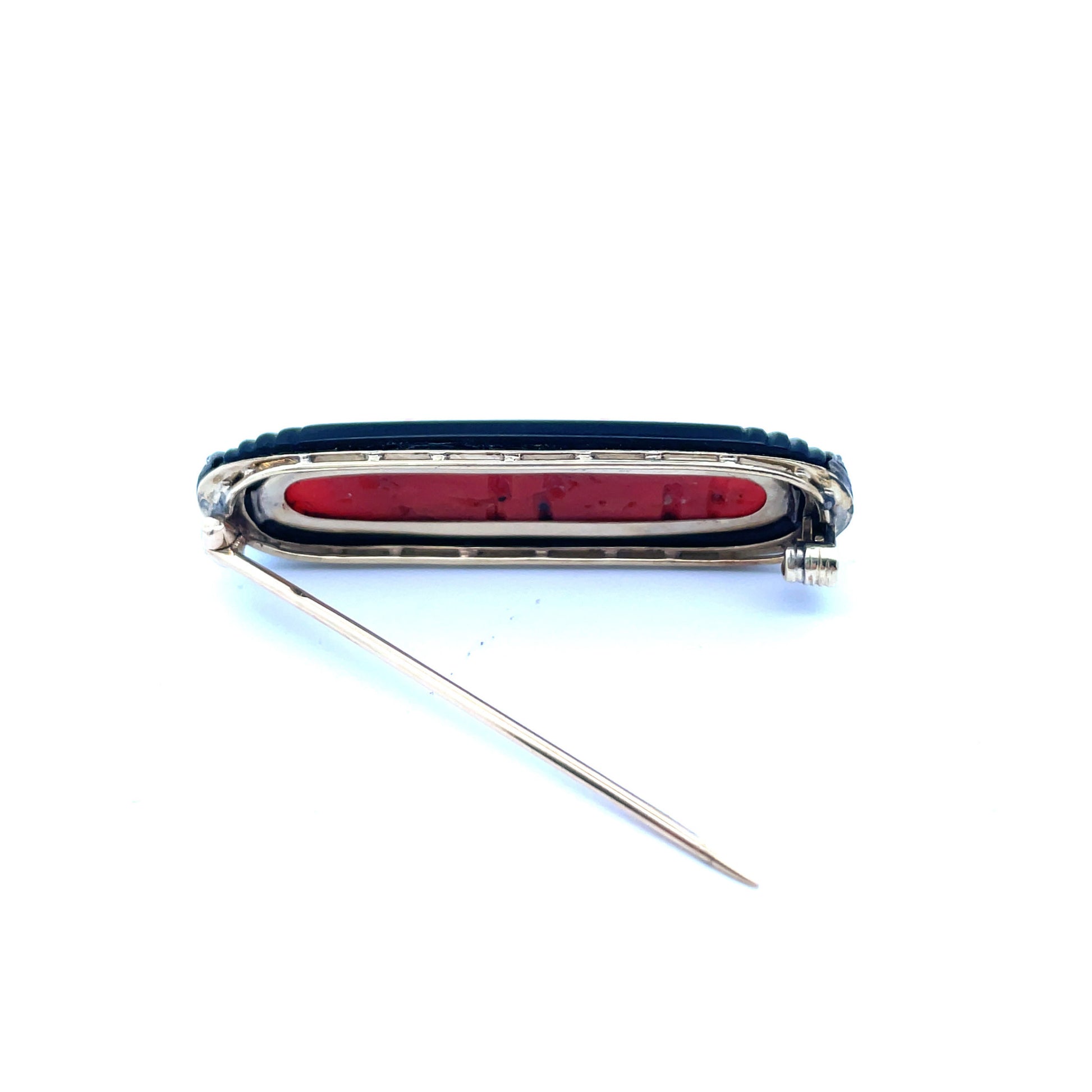 Koch Art Deco Platinum Coral Brooch back