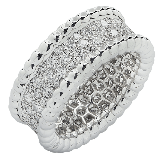 Van Cleef & Arpels Post-1980s 18KT White Gold Diamond Perlee Ring front