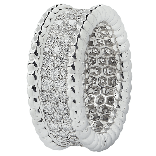Van Cleef & Arpels Post-1980s 18KT White Gold Diamond Perlee Ring side