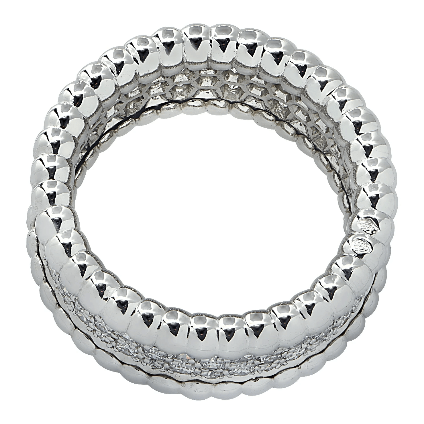 Van Cleef & Arpels Post-1980s 18KT White Gold Diamond Perlee Ring profile