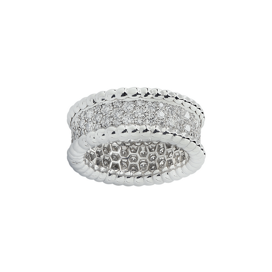 Van Cleef & Arpels Post-1980s 18KT White Gold Diamond Perlee Ring front