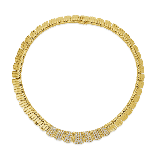 Van Cleef & Arpels Paris 1980s 18KT Yellow Gold Diamond Necklace front