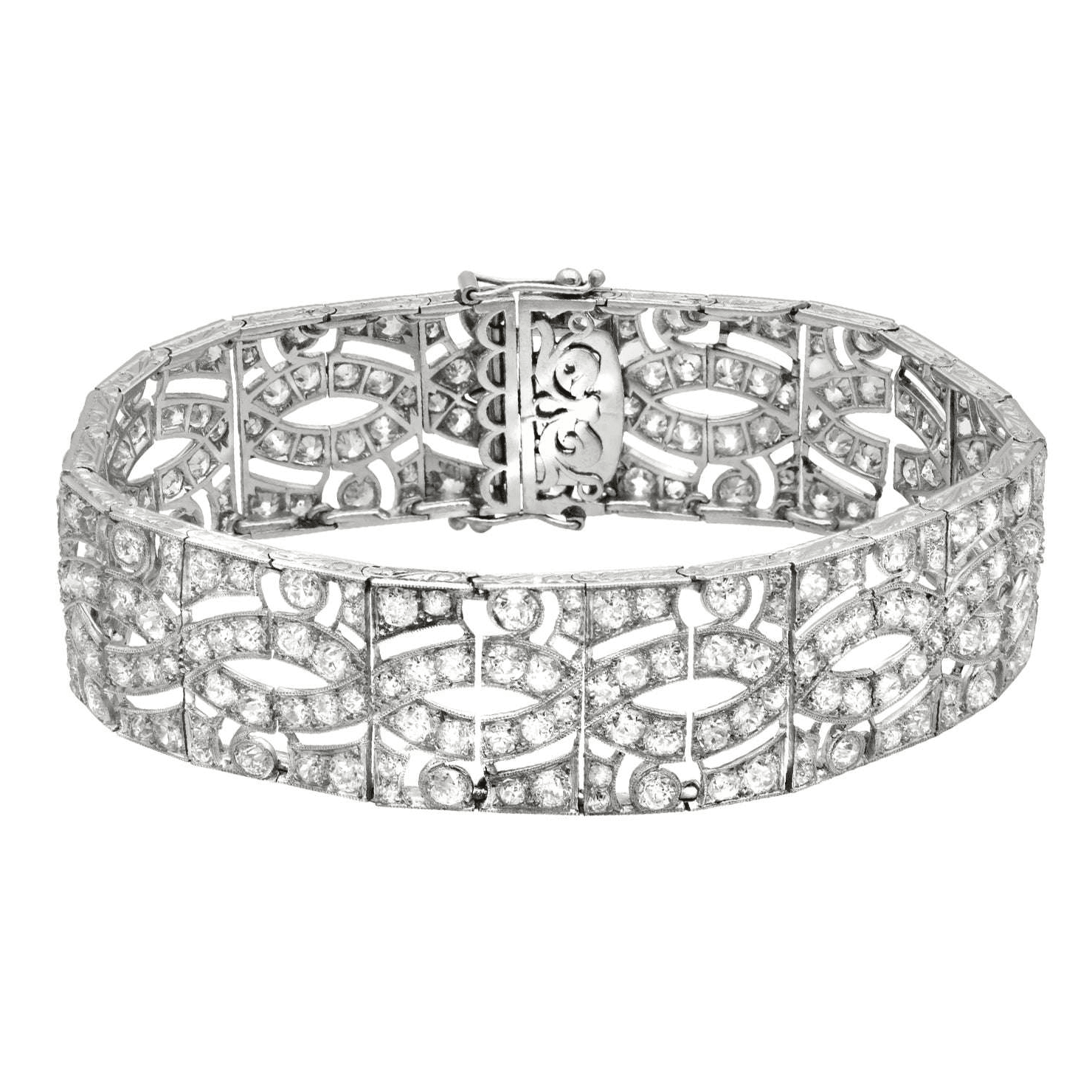 1980s Platinum Diamond Bracelet front