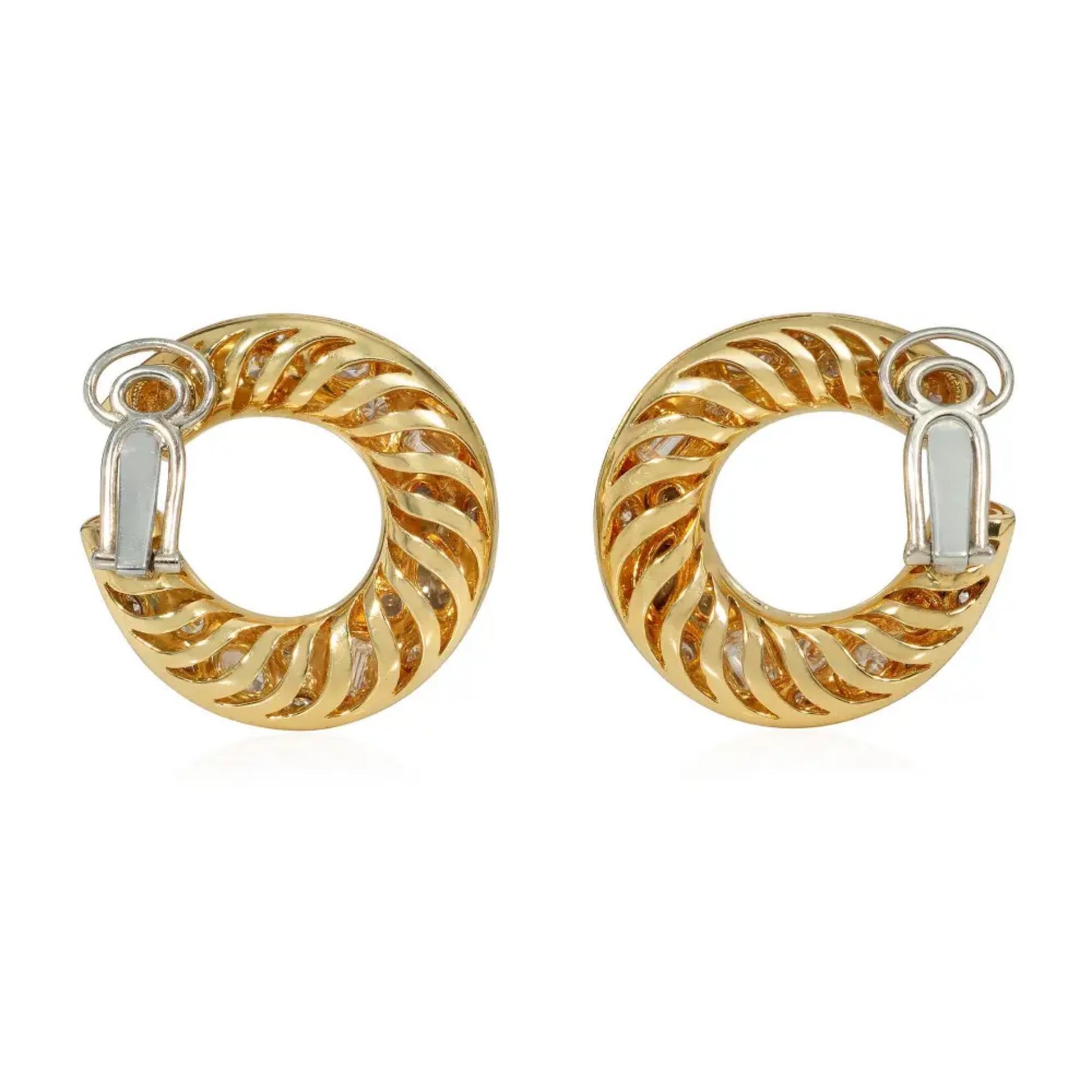 RCM Ricci & Co. Italy 1970s 18KT Yellow Gold Diamond Earrings back