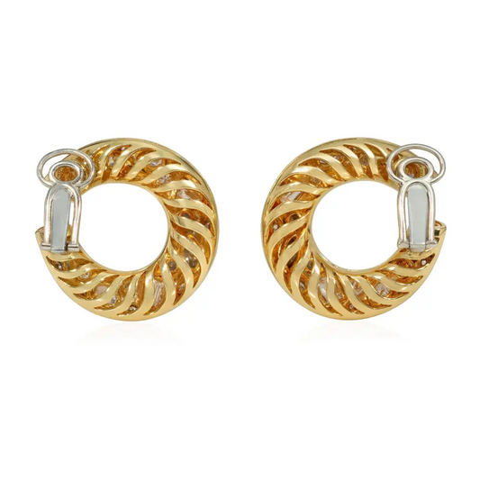 RCM Ricci & Co. Italy 1970s 18KT Yellow Gold Diamond Earrings back
