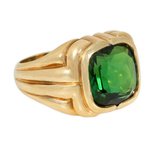 Bulgari 1980s 18KT Yellow Gold Tourmaline Ring side