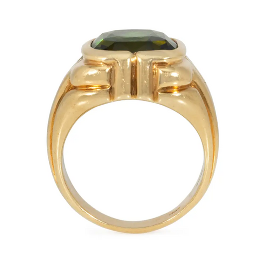 Bulgari 1980s 18KT Yellow Gold Tourmaline Ring profile