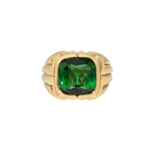 Bulgari 1980s 18KT Yellow Gold Tourmaline Ring front