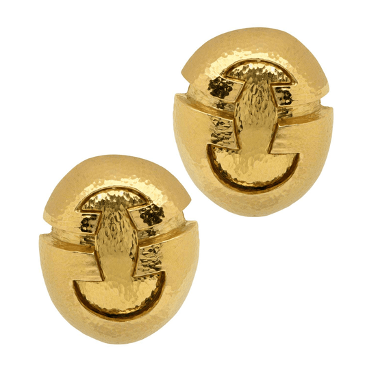 David Webb 1980s 18KT Yellow Gold Earrings front
