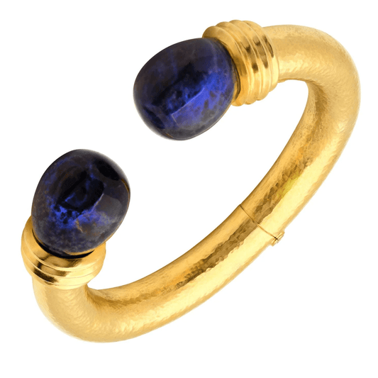 Ilias Lalaounis 1980s 18KT Yellow Gold Sodalite Bracelet front