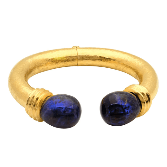 Ilias Lalaounis 1980s 18KT Yellow Gold Sodalite Bracelet front