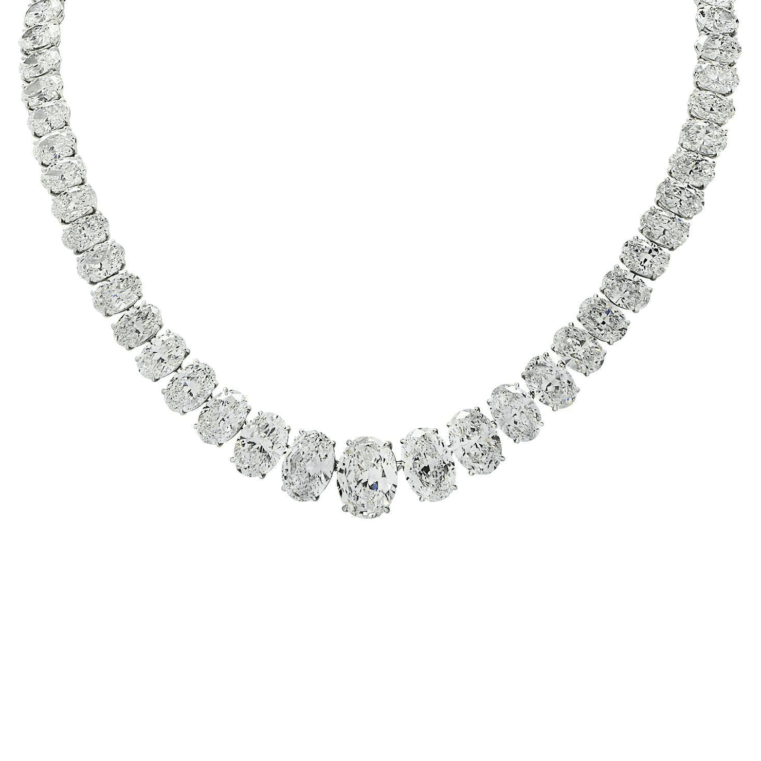 Contemporary Platinum Diamond Riviera Necklace front