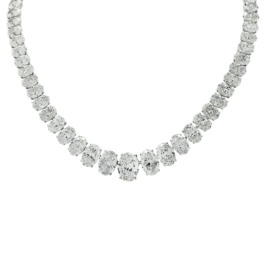 Contemporary Platinum Diamond Riviera Necklace front