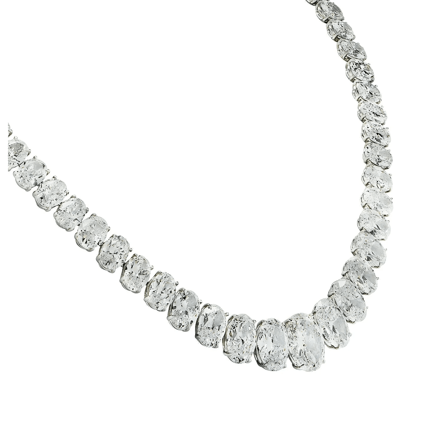 Contemporary Platinum Diamond Riviera Necklace front