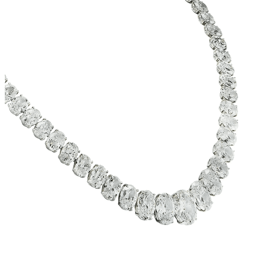 Contemporary Platinum Diamond Riviera Necklace front
