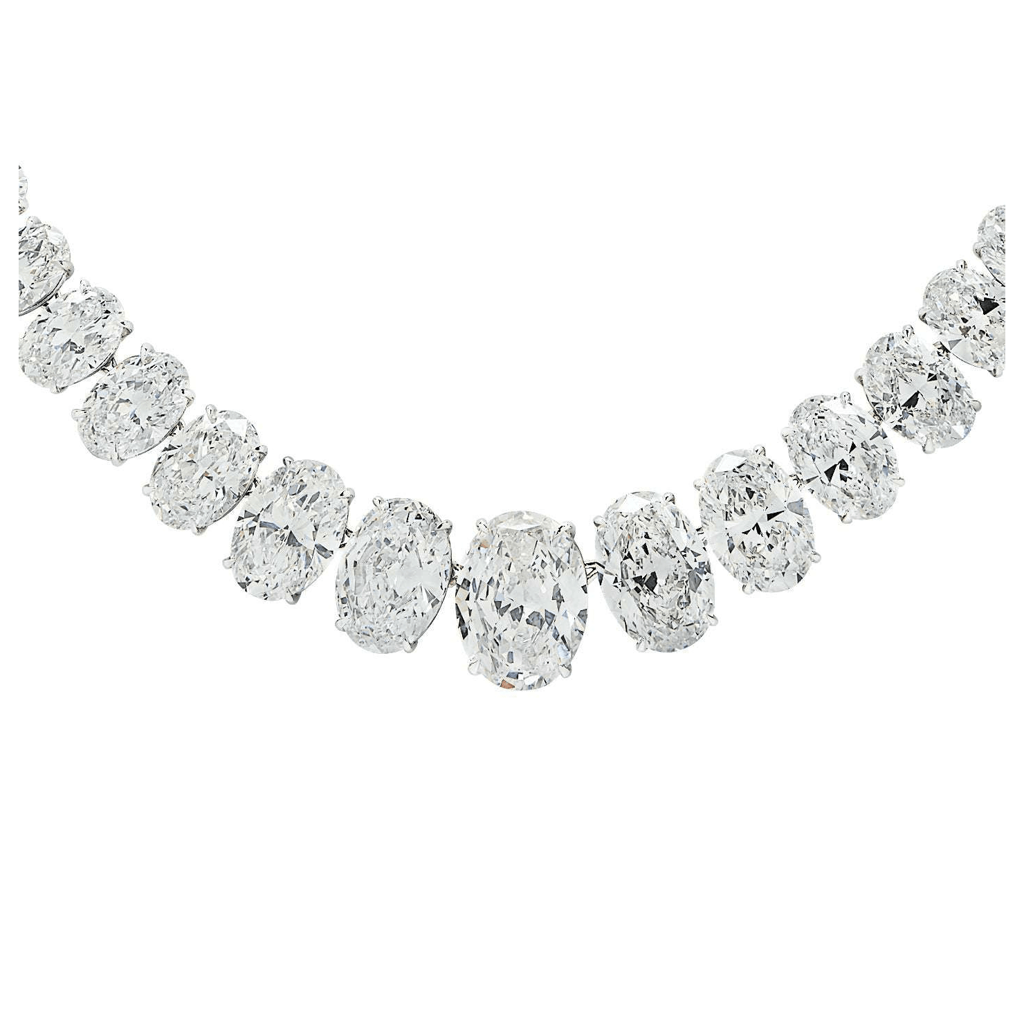 Contemporary Platinum Diamond Riviera Necklace close-up