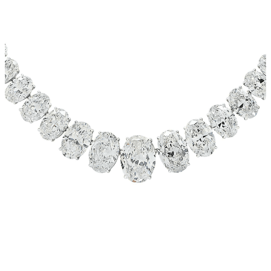 Contemporary Platinum Diamond Riviera Necklace close-up