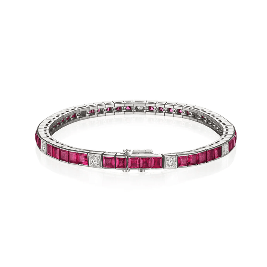 1950s Platinum Ruby & Diamond Bracelet back