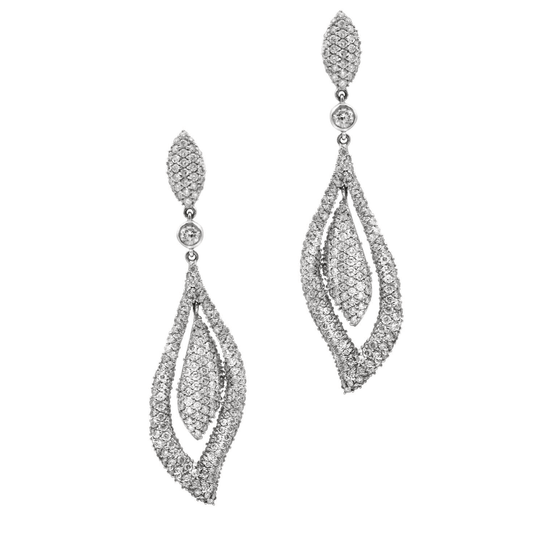 Post-1980s 14KT White Gold Diamond Earrings front
