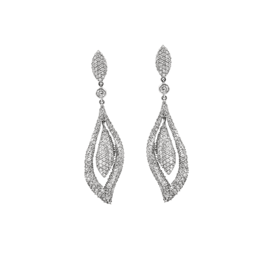 Post-1980s 14KT White Gold Diamond Earrings front