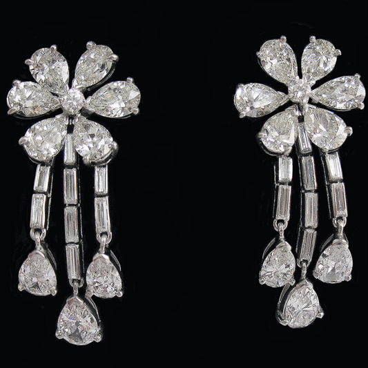 1950s Platinum Diamond Earrings front