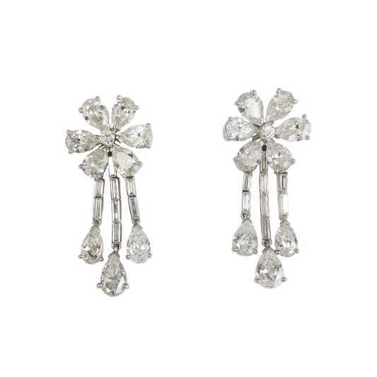 1950s Platinum Diamond Earrings front
