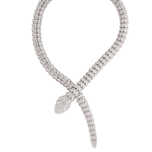 Bulgari Post-1980s 18KT White Gold Diamond Serpenti Necklace front