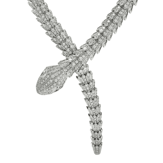 Bulgari Post-1980s 18KT White Gold Diamond Serpenti Necklace front